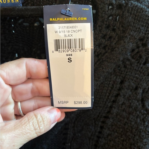 NWT Polo Ralph Lauren Black Cable Knit Top Retail $298 - Picture 5 of 6